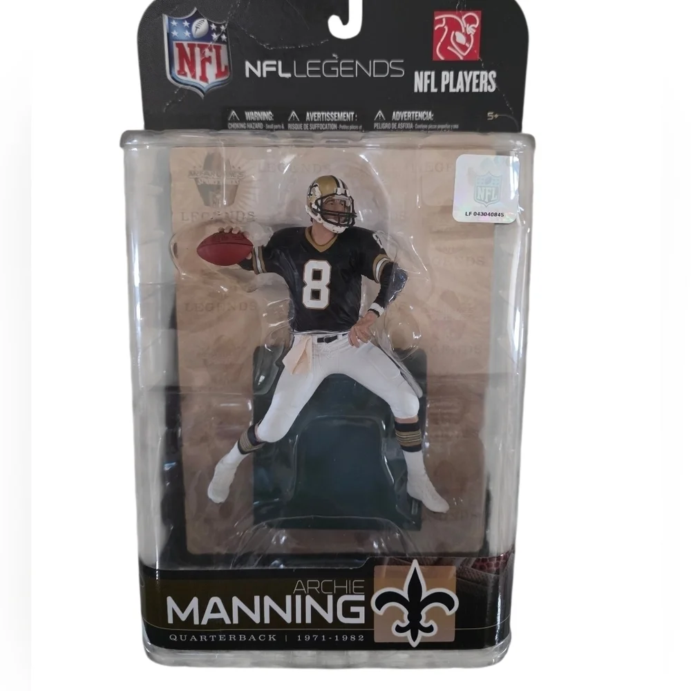 2009 Mcfarlane NFL Legends Archie Manning New Orleans Saints Action Figure NEW